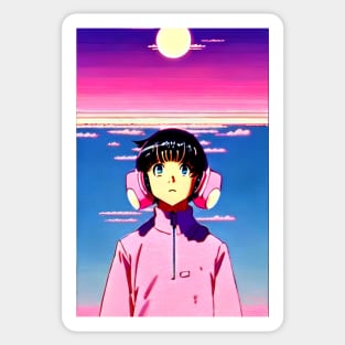 Anime Boy with Headphone - Retro Future Sticker